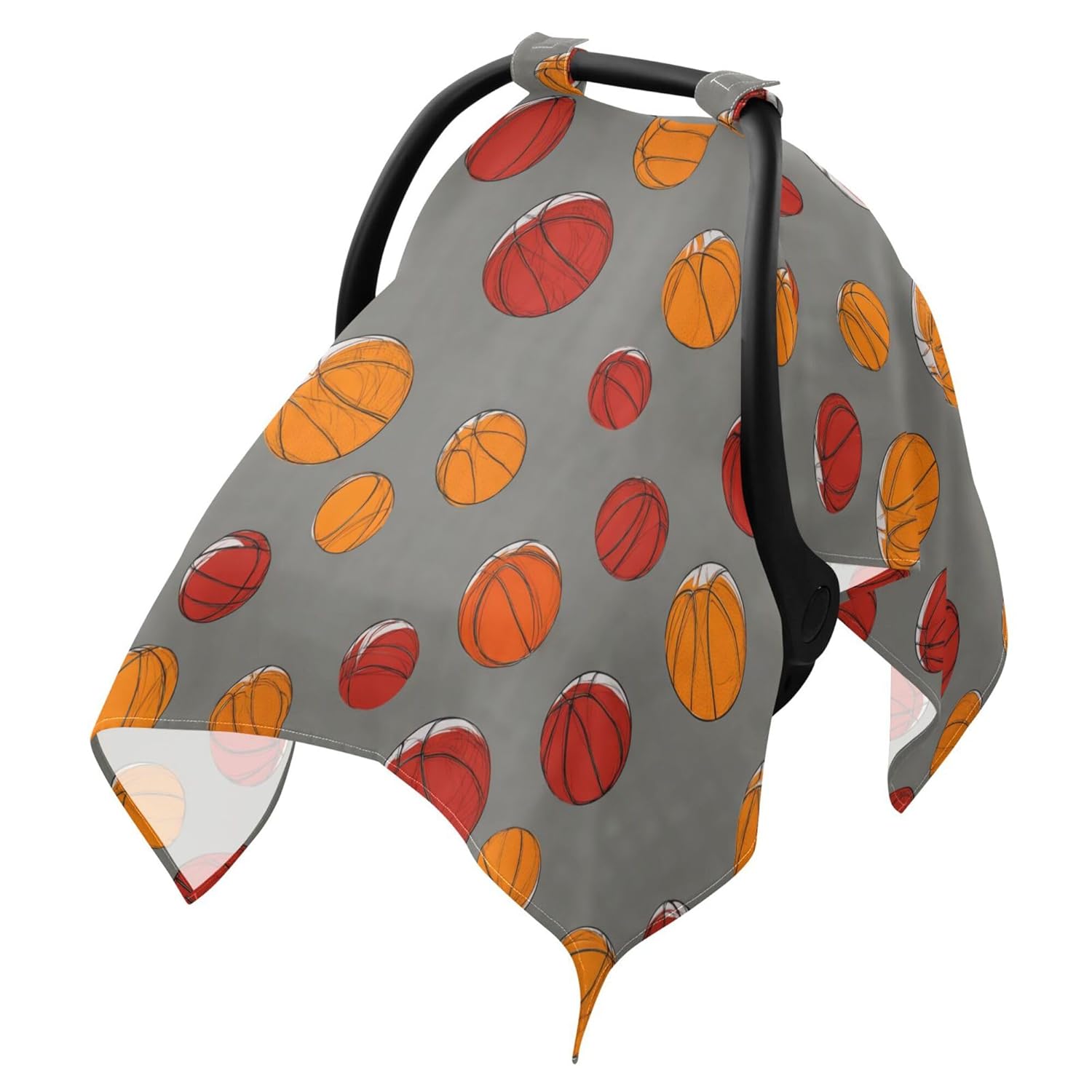 Basketballs Sport Grey Car Seat Cover Baby Breathable Soft Infant Carseat Covers Canopies Babies Carrier Covers for Girl Boy