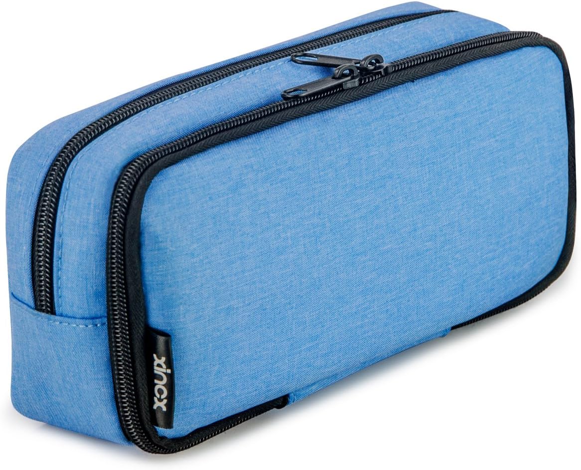 Simple Large Pencil Pouch Big Cosmetic Pouch Bag Pen Bag,Stationery Pouch,Multi-Colored Pencil case,Large Capacity Zipper Pencil Bag (Wathet Blue)