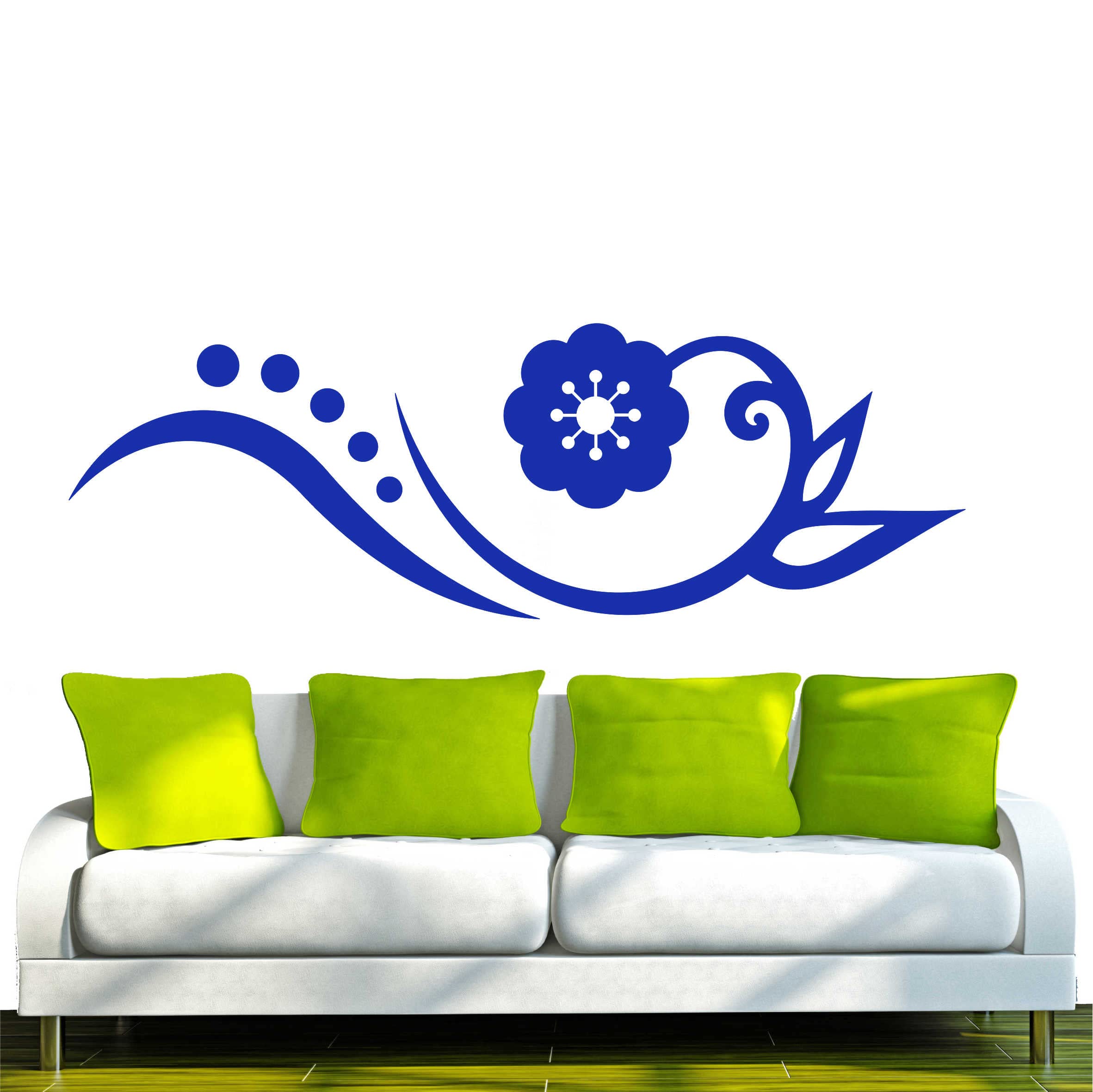 INDIGOS UG - Decalcomanie da muro - adesivi da parete - Murale - f229, bellissimo elegante floreale, 160 x 53 cm - blu, - Decorazione per soggiorno, camera dei bambini, ufficio, scuola