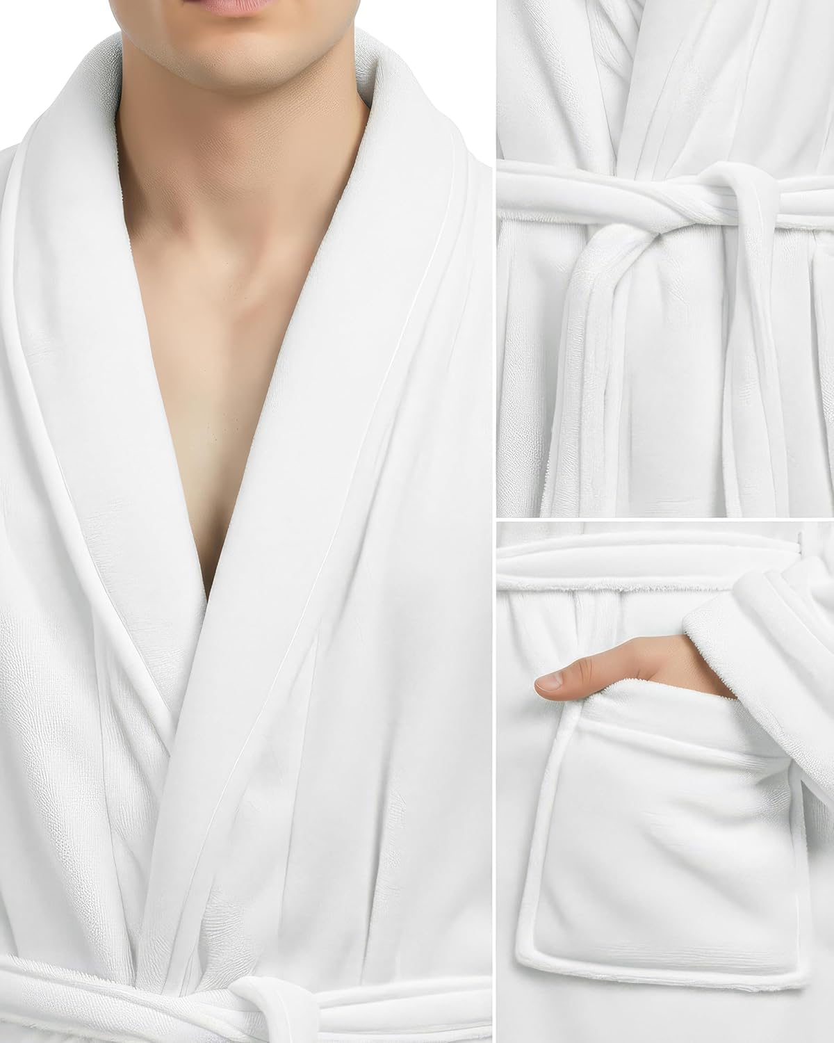 NY Threads Mens Robe, Luxury Plush Fleece Mens Bathrobe, Spa Bath Robe for Men - Image 3