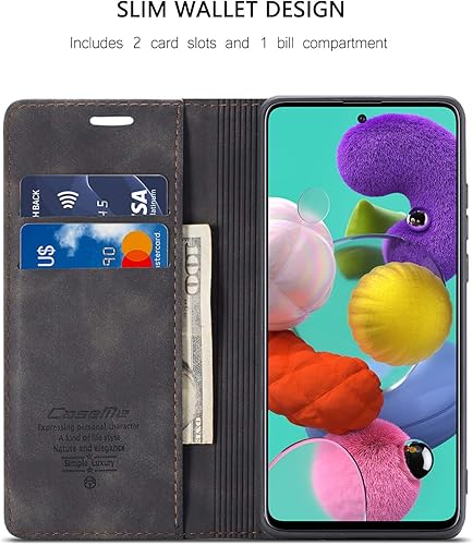 Miniatura 3 de Funda tipo cartera para Samsung Galaxy A51 4G, con soporte magnético, funda protectora de cuero estilo libro, duradera, a prueba de golpes, para
