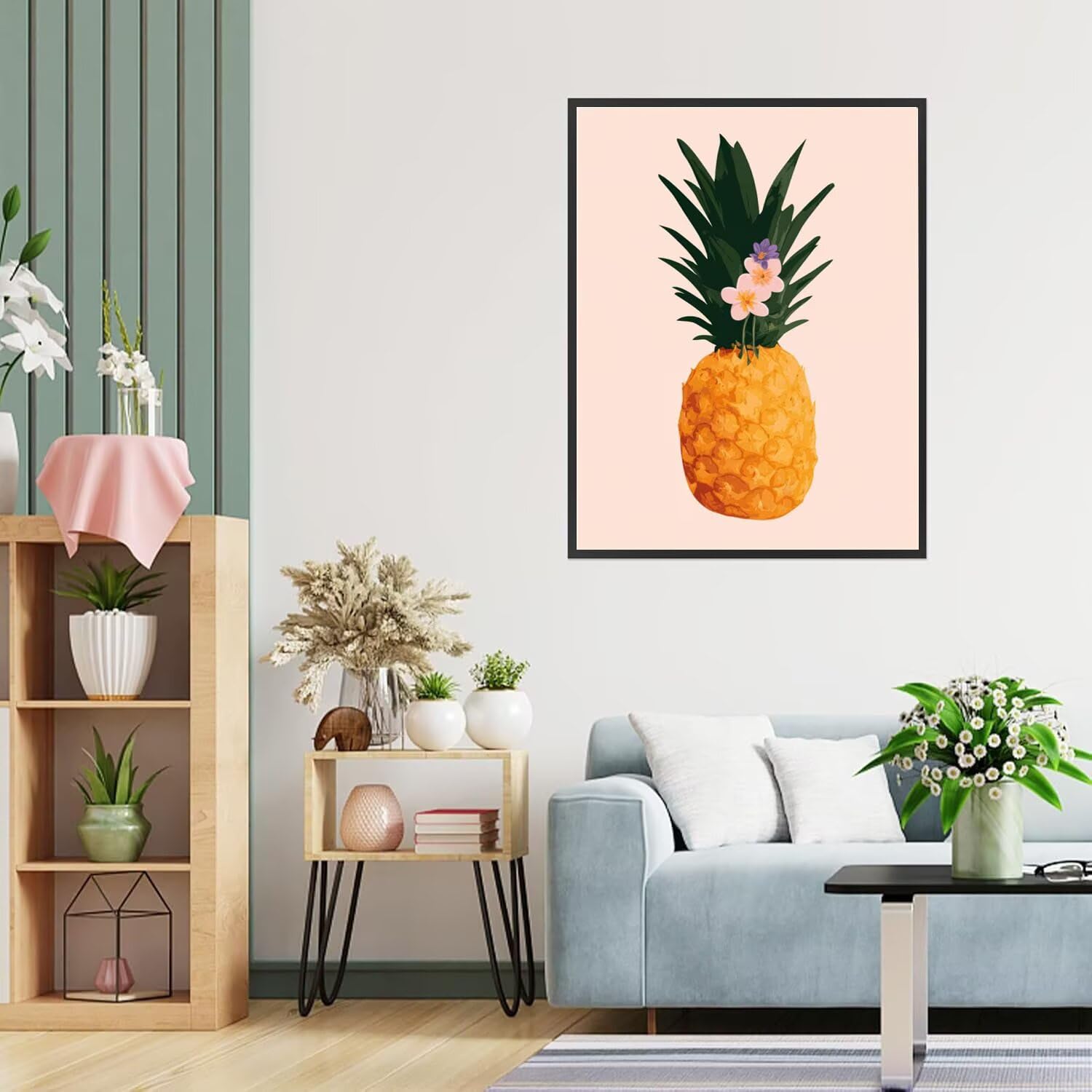 Dipingere con i Numeri Adulti Ananas, frutta Dipingere con i Numeri Bambini DIY Kit, Set Premium con Pennelli, Decorazione Casa & Creativo Regalo di Compleanno, Attività di Tempo libero 90x120cm z-9
