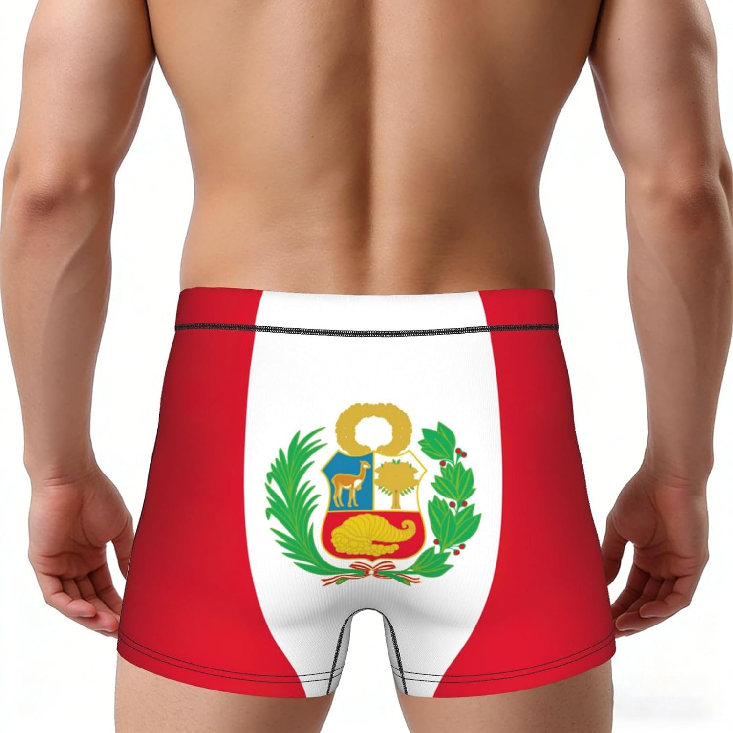 Flag Of Peru Print Men'S Boxer Briefs,Elastic Briefs,Comfortable Boxer Briefs,Base Layer Shorts