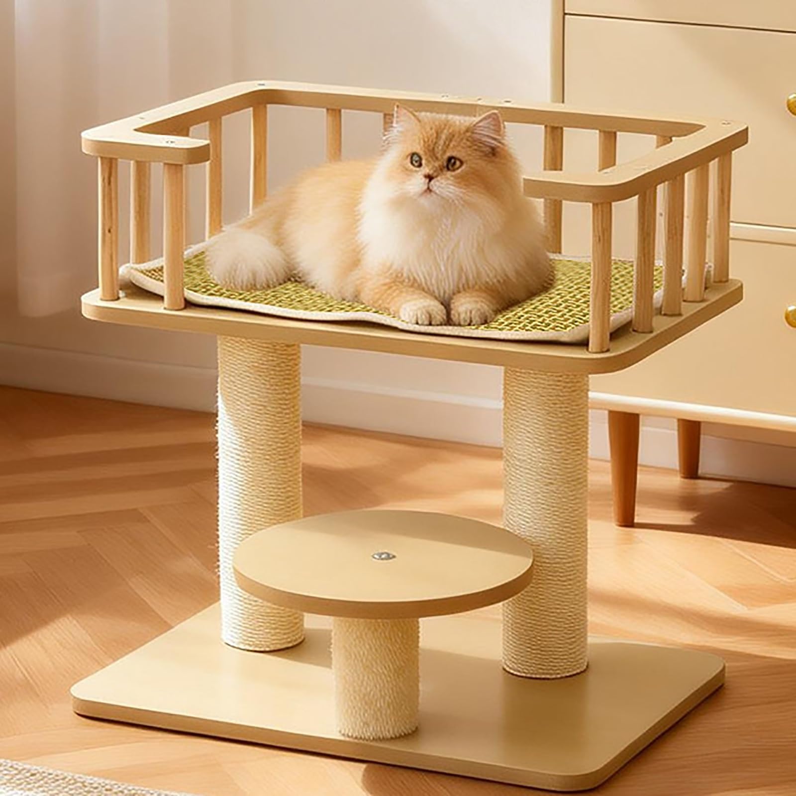 Piccolo Tiragraffi per Gatti, Stazione Gioco per Un Gatto con Piattaforma Rialzata E Tiragraffi, Torre Attività Compatta per Gatti E Gattini Da Interno