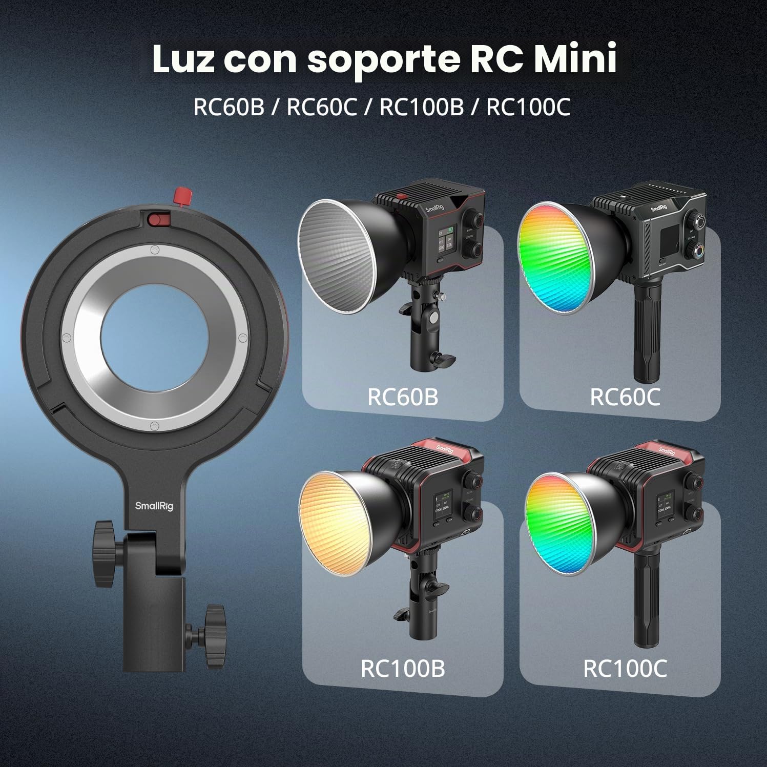 SMALLRIG Adaptador de Anillo de Velocidad Bowens Mount Softbox para Luz de Vídeo SMALLRIG RC 60B COB, Compatible con Accesorios de Montaje Bowens Estándar, Capacidad de Carga de 1,5 kg - 4476