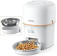 Yuposl 2L Automatic Cat Feeder - Timed Dry Food Dispenser, 180+ Day Battery, Portion Control for Cats & Dogs, No WiFi Needed