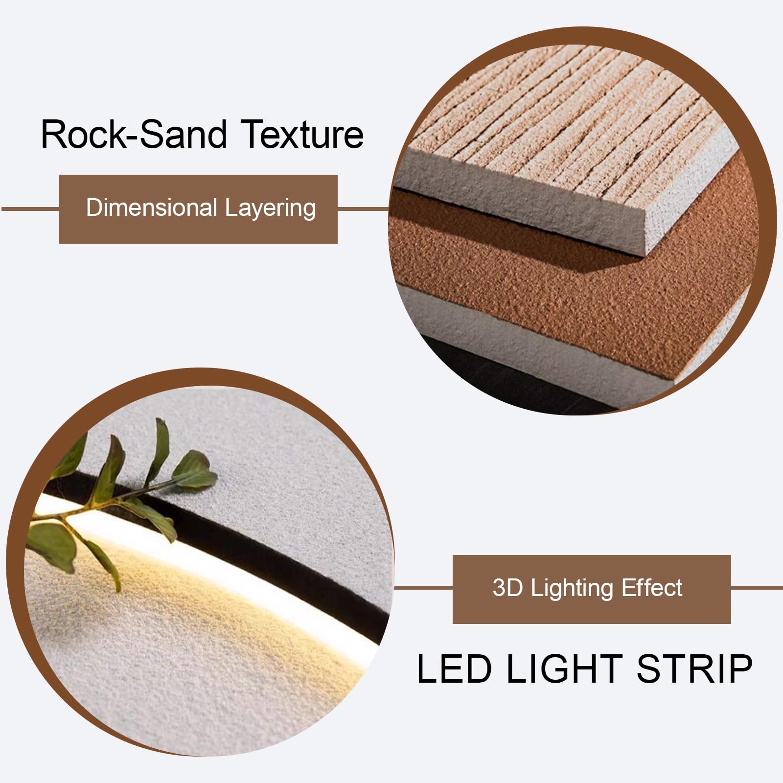 3D-Wandbild mit LED-Beleuchtung, Wandbild in Sandsteinoptik, handgemaltes 3D-LED-Gemälde mit Berg- und Kiefernmotiv, modernes Dekor mit Struktur für Eingangsbereich und Wohnzimmer (GelbB 15,