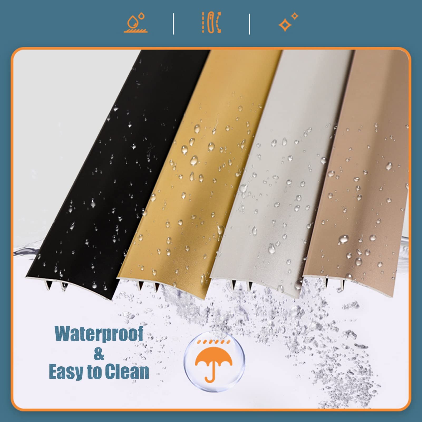 RIFWOVE Deur drempel oprit vloer rand trim strip, vloer overgangsstrip, interieur metalen drempels voor deuropeningen, mat zwarte deuropening rand trim voor houten vinyl vloeren, extra breed 10 cm
