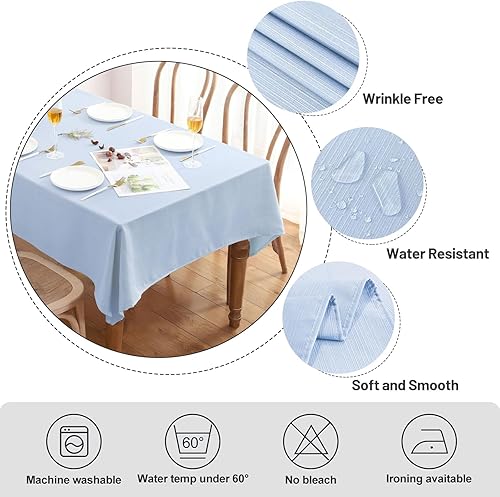 Miniatura 4 de Mantel rectangular de tela texturizada, resistente a las arrugas y a las manchas, mantel de poliéster resistente al agua, mantel de mesa de granja,