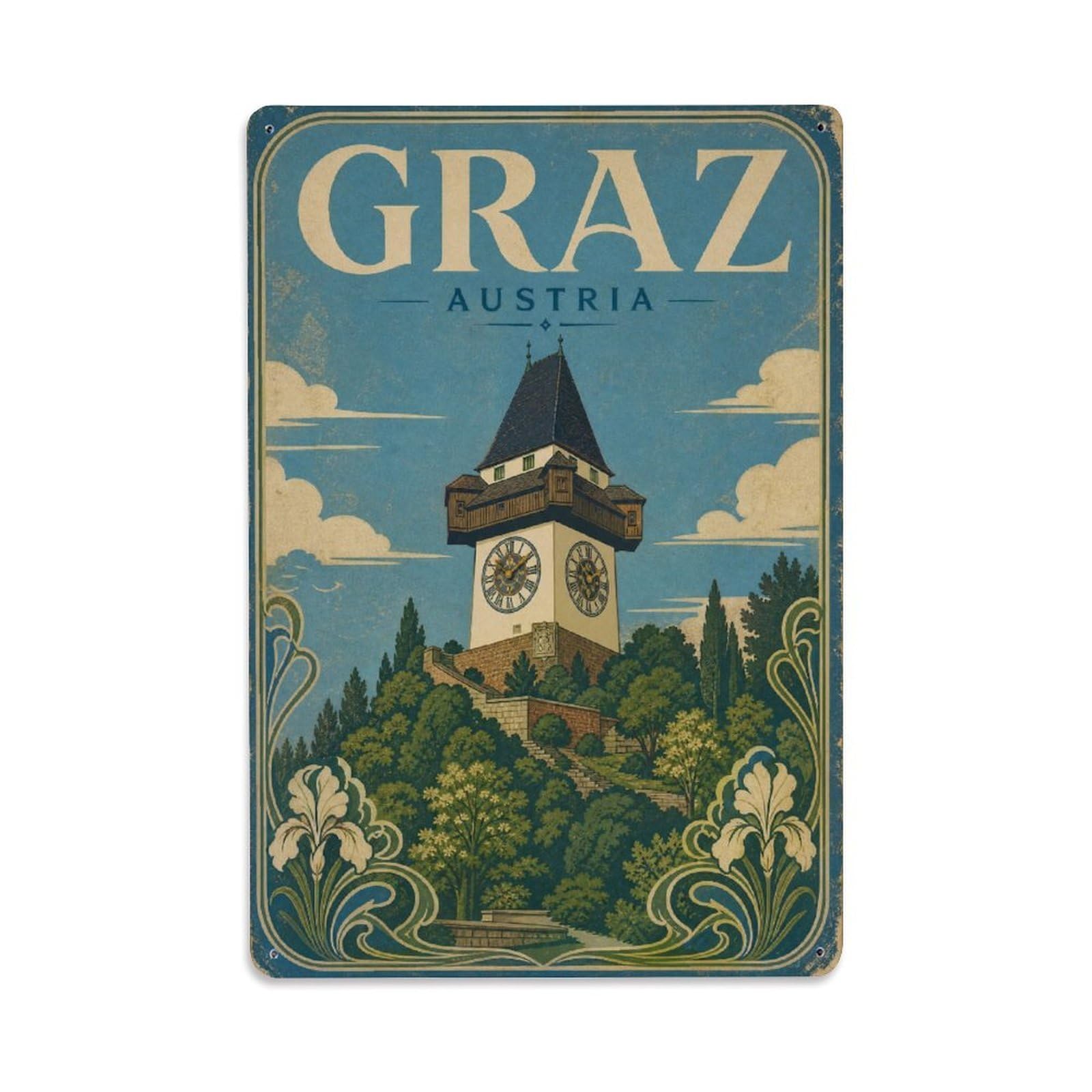 Vintage Travel Austria Graz Metal Tin Sign