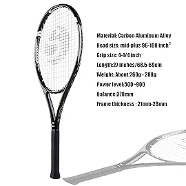 Senston Tennis Racket for Adults 2 Pack Tennis Racket Set Professional 27 inch Tennis Racquet Set Black