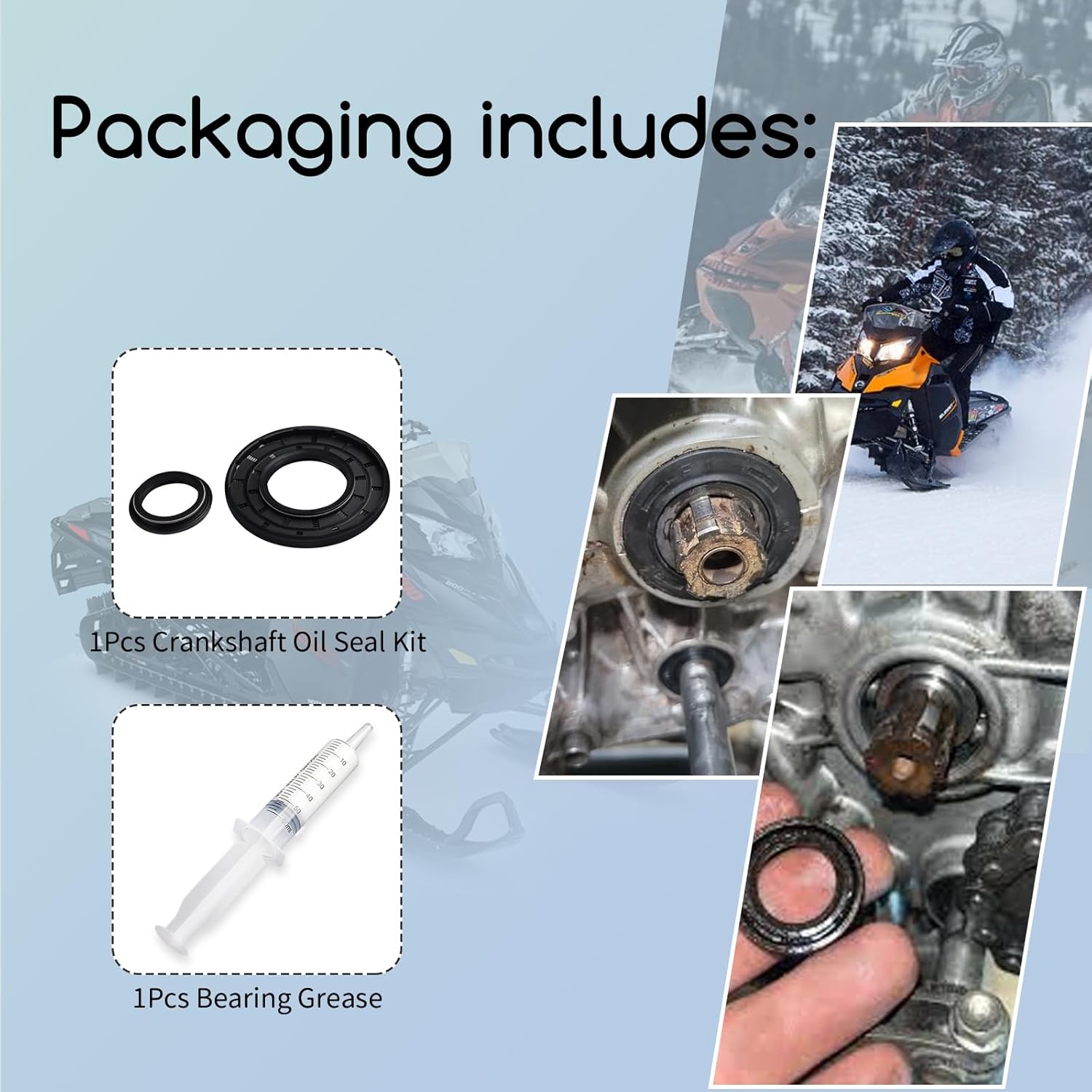 121320 121397 501497 Crankshaft Oil Seal kits and Bearing Grease(Capacity 50g) Compatible With Skidoo 800R 700 600，2007-17 SUMMIT 800R and others