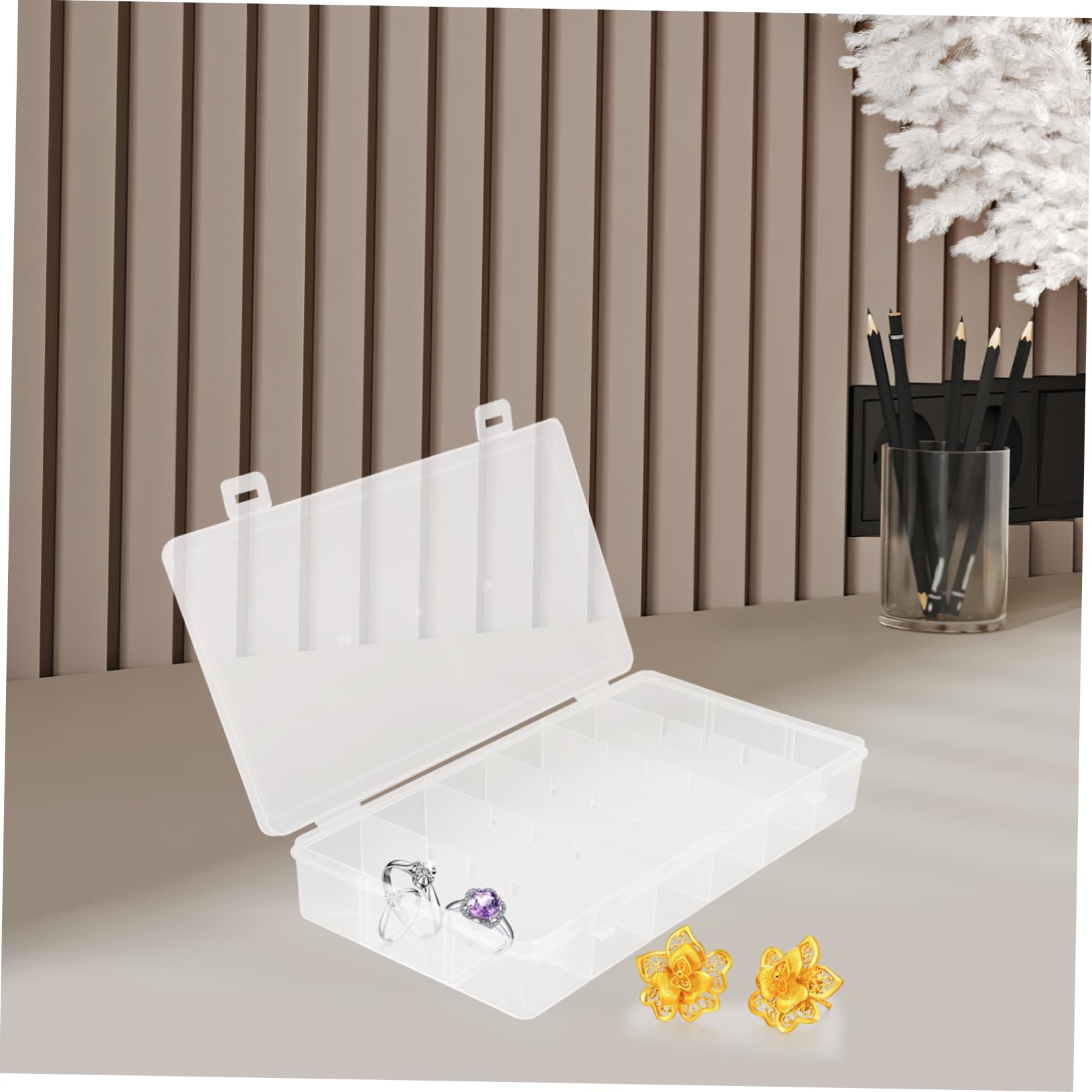 NOLITOY 4 Set Scatola Multi Scomparti Con Scomparti Verticali Organizer Rettangolare Trasparente Per Gioielli E Accessori Contenitore Facile Da E Smontare Per Domestico 2 Pezzi*4