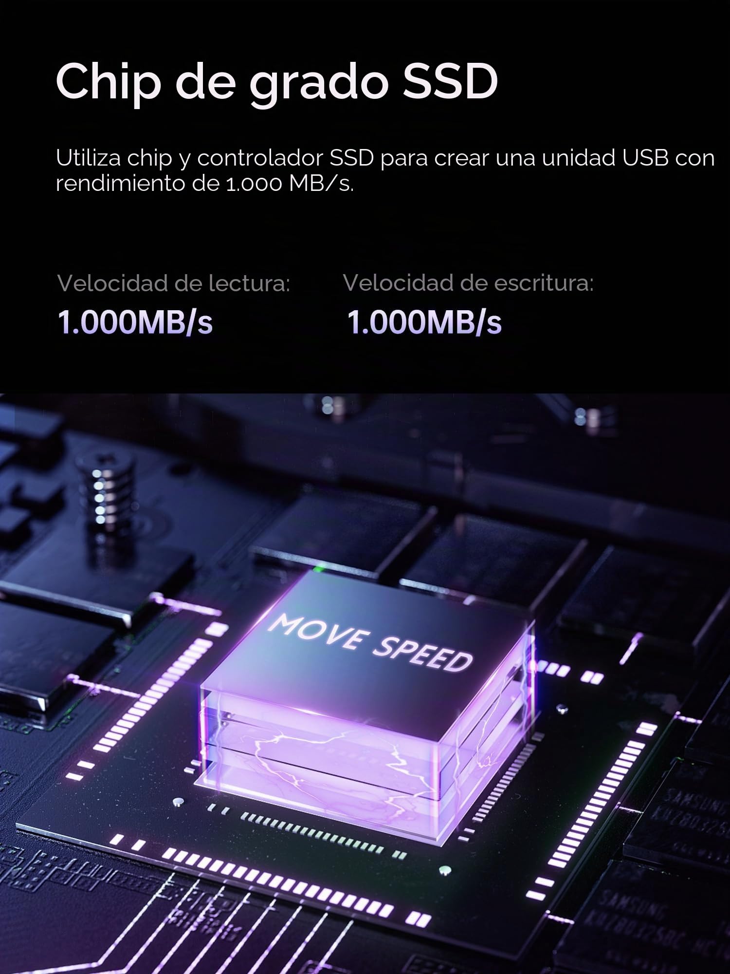 MOVE SPEED Memoria USB C de 128 GB – Memoria USB de Alta Velocidad con 1000 MB/s, USB 3.2 Gen2 y Tipo C Dual, con Llavero y Funda de Piel