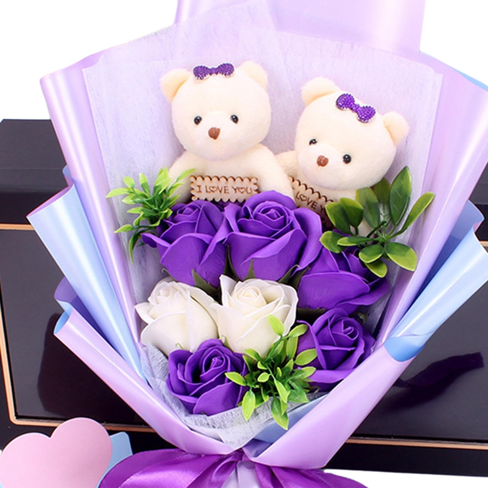 Arreglos Florales de Jabón Artesanales, Perfumados, Regalos de Valentín para Jardín, Interior, Exterior, Mascotas, Estudiantes Y Amigos, Violeta, Individual