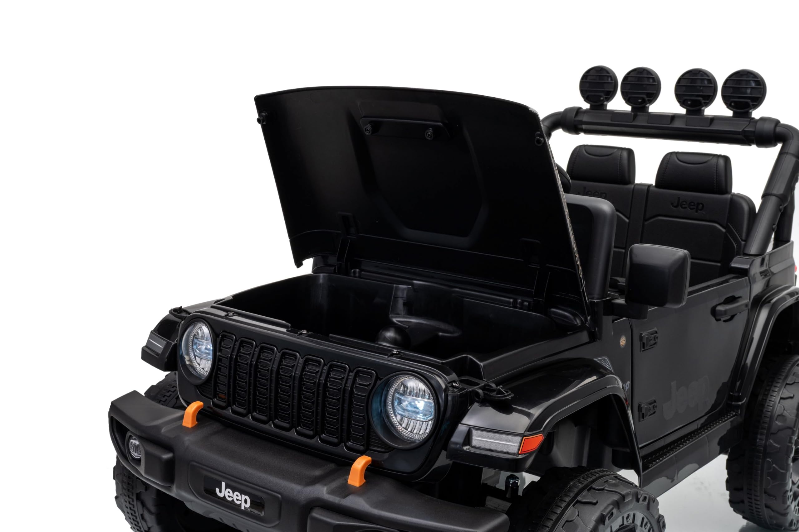 Jeep Wrangler Rubicon 12V Macchina Elettrica per Bambini con Licenza Ufficiale Due Potenti Motori Cintura a 5 Punti Ammortizzatori Telecomando Parentale Luci LED Musica Portata 30 kg Nero