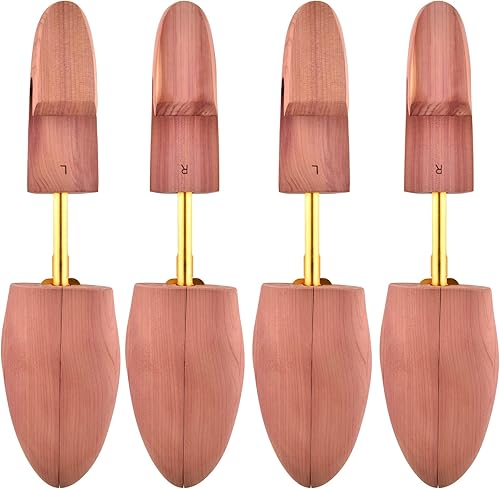 Árbol de zapatos de cedro para hombre, tacón ancho ajustable para mujer, árbol de botas de cedro con puntera dividida
