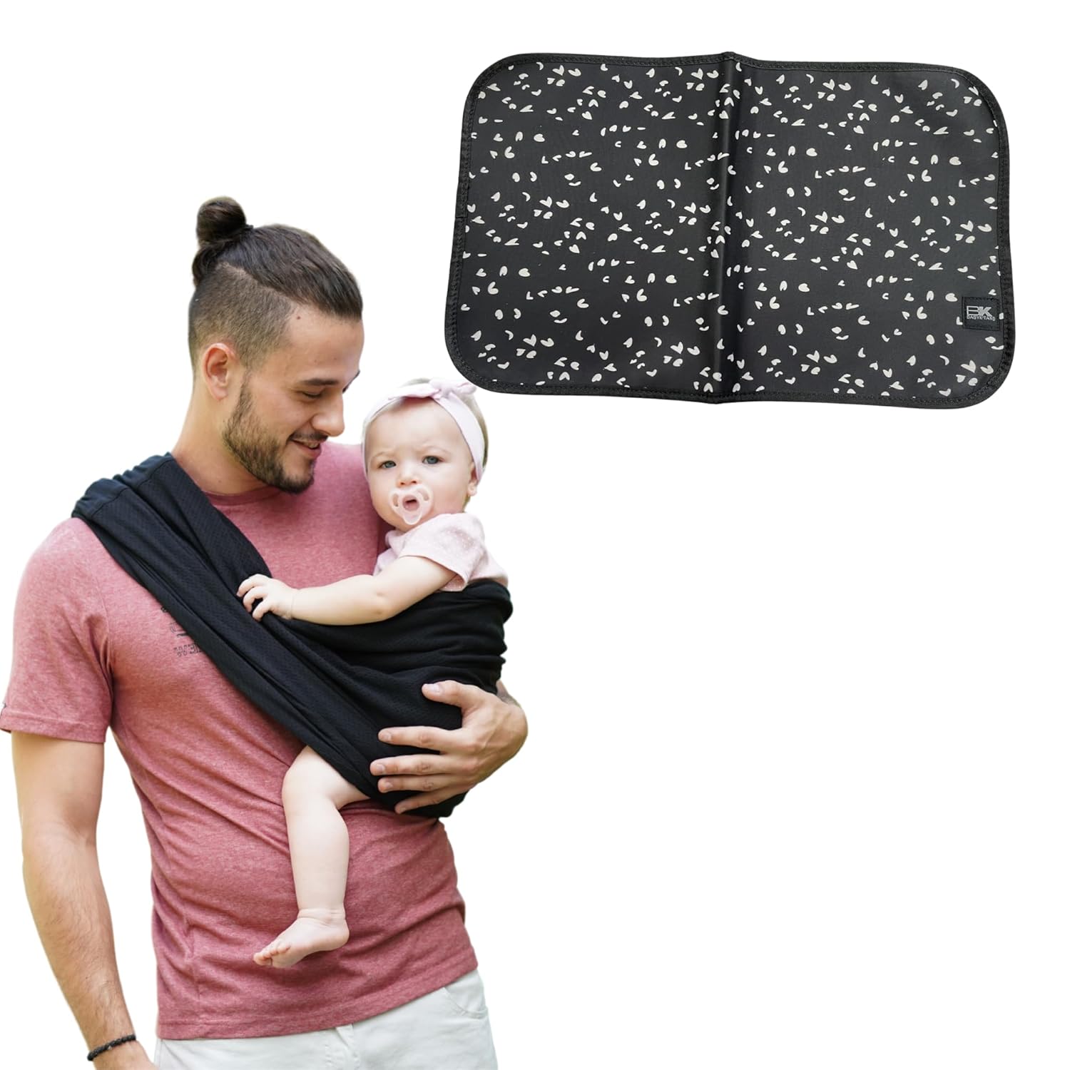 Original Baby K'tan Baby Carrier: #1 Easy Pre-Wrapped, Soft, Slip-On, No Rings, No Buckles | The Best Hands Free Infant Wrap for Newborn to Toddler up to 35lb (See Size Chart) + Changing Pad