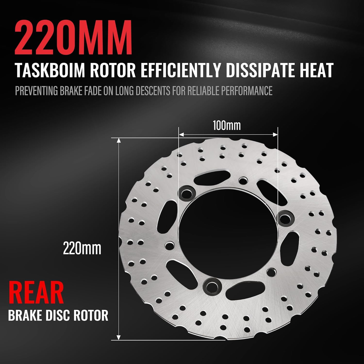 220mm Rear Brake Rotor Disc Compatible with Kawasaki NINJA 300 EX300 ABS 2013-2018 Versys X300 X 300, 420 Stainless Steel Motorcycle Brake Rotor