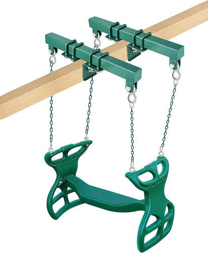 Betooll Glider Swing Brackets and Dual Glider Bundle - 2 Heavy Duty Swing Seats with Coated Chains to Prevent Pinching Perfect for Play Set Horse Glider Swing Sets