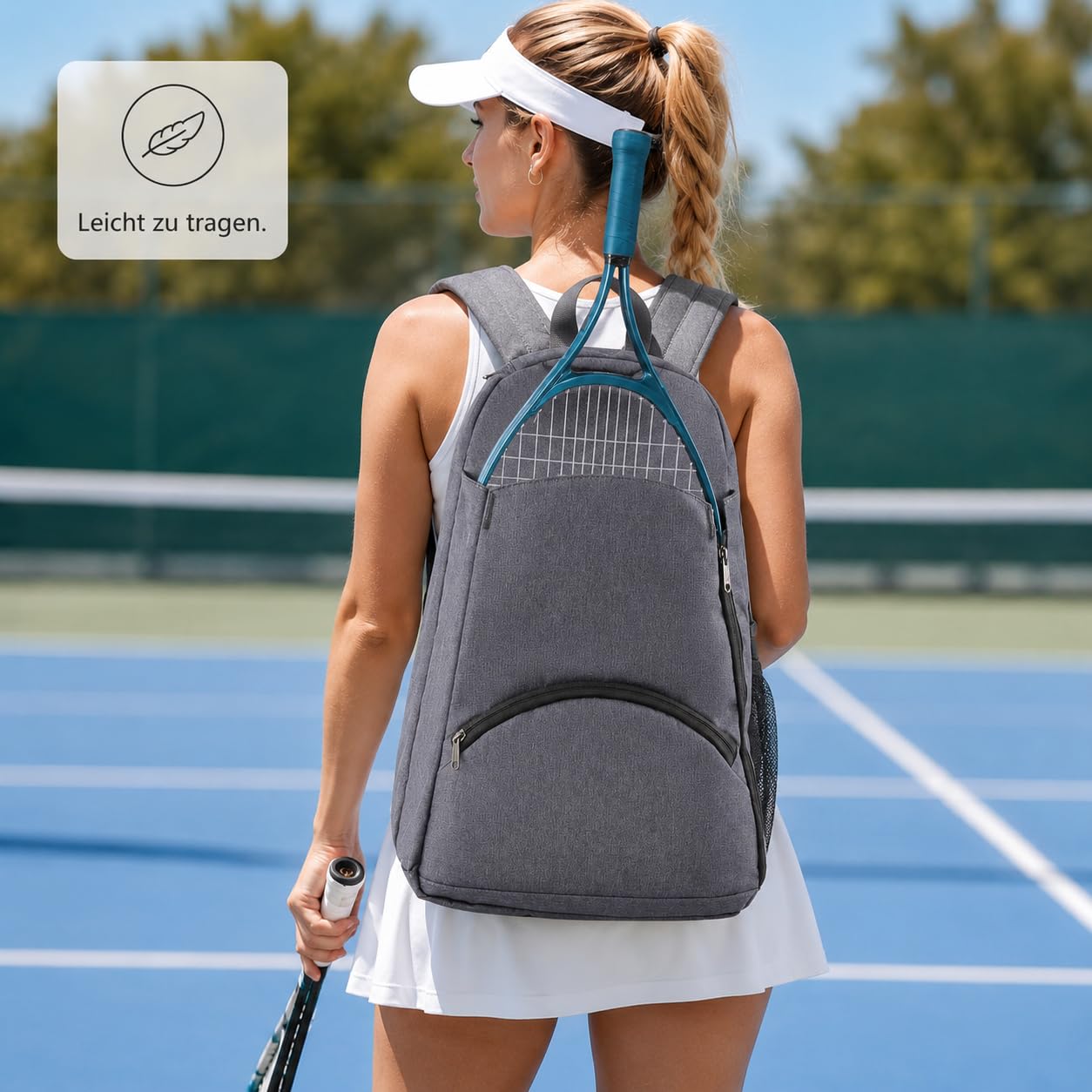 Tennisrucksack Kinder Damen mit Schuhfach, Kompakter Sport Rucksack für Tennis, Badminton und Padel, Leichte Tennistasche Kinder für Mädchen, Frauen und Jugendliche, Schlägertasche für Tennisschläger