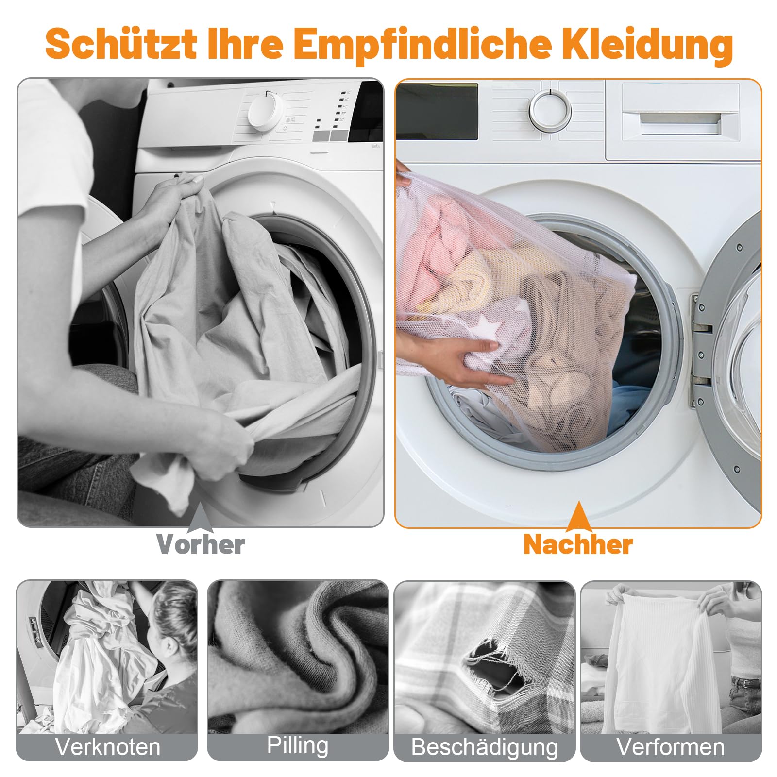 Filets à Linge Grande Capacité - Lot De 2 - Taille 60x80 Cm - Fermeture éclair - Pour Machine à Laver - Blanc - 2