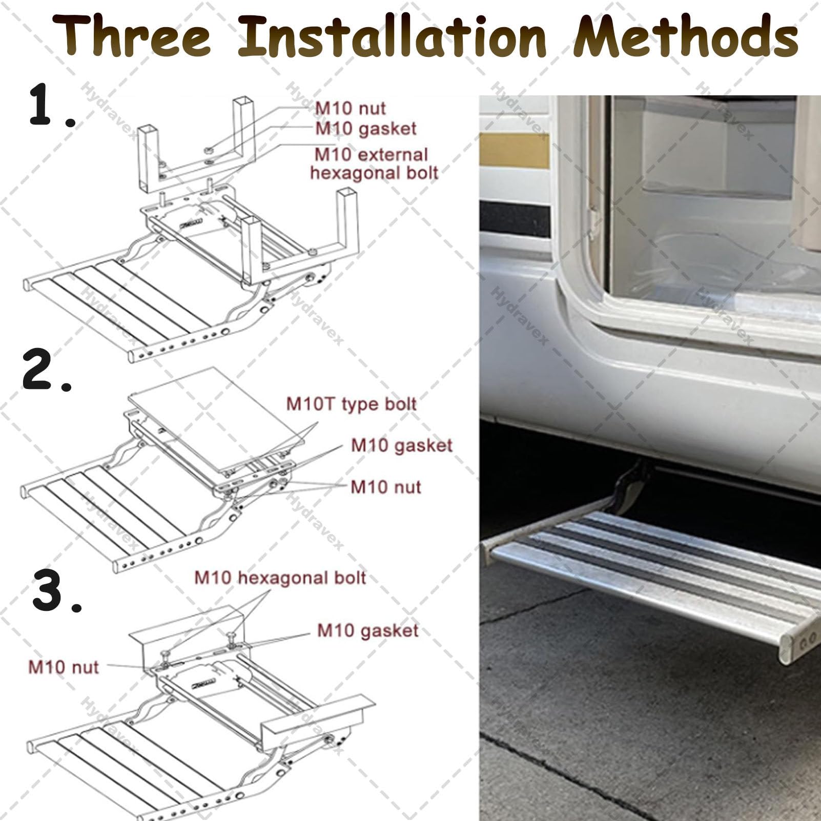 Klappbare Wohnmobiltreppe, elektrisch ausziehbare Wohnmobiltreppe, Wohnwagentreppe, Aluminiumlegierung, rutschfeste Pedale, für Wohnmobile, Camper und Wohnwagen Single-12V