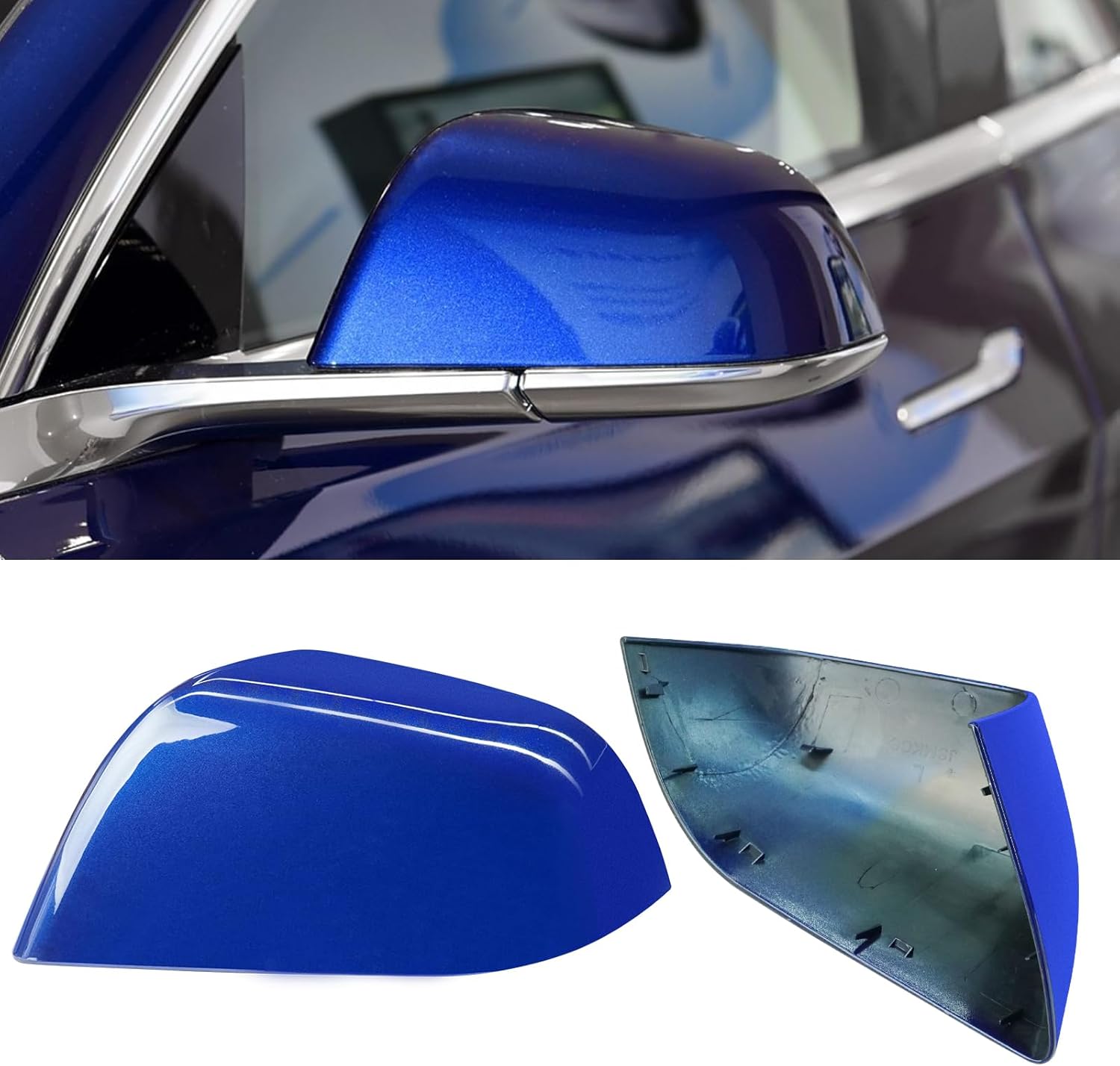 Jaronx Compatible with Tesla Model 3 Side Mirror Cover Replacement 2017 2018 2019 2020 2021 2022 2023 2024 2025, Driver Side Rear View Door Mirror Cover Caps for Model 3 Accessories(Blue)