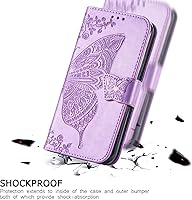Vista 2 de Funda protectora de piel sintética para Samsung Galaxy S10e, con tapa y ranura para tarjetas, bolsillo en relieve, diseño de flores y mariposas