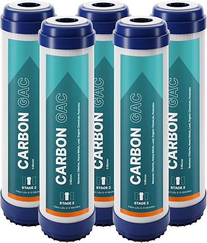 NU Aqua Platinum Series - Sistema de filtración de agua de ósmosis inversa de reemplazo de filtros GAC de carbón activado granular Cartuchos