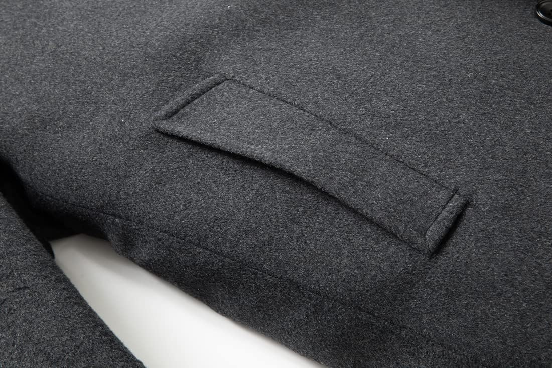 chouyatou Men's Classic Double Breasted Wool Blend Pea Coat Mid Long Trench Coat - Image 5
