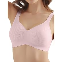 COMFELIE Wireless Bra No Wire Full Coverage One-Piece Breathable & Lightweight for Large Bust Minimizer Pink