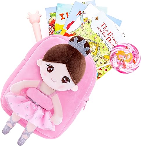 Gloveleya Mochila para niñas pequeñas con suave muñeca bailarina rosa a partir de 2 años