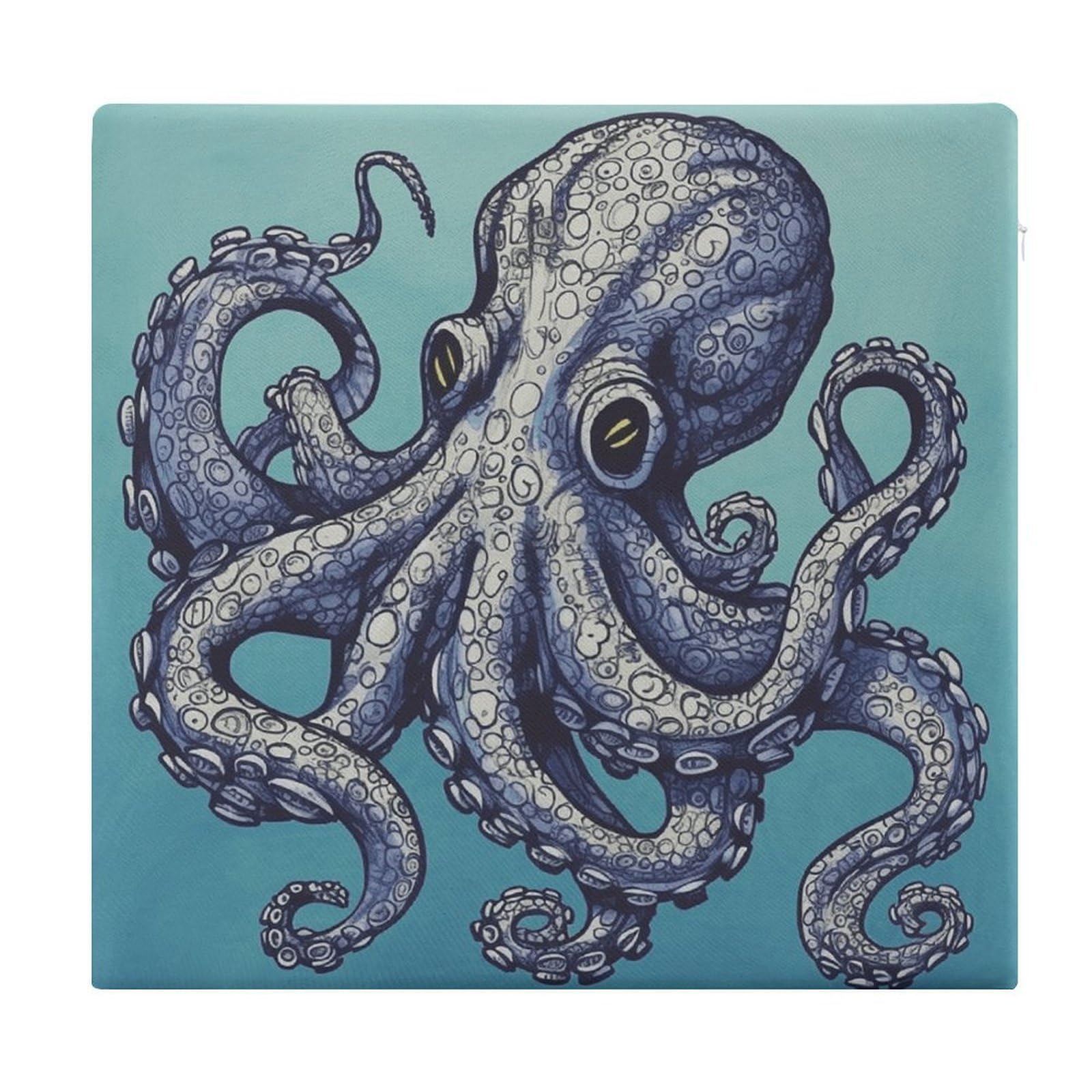 VstaDank Octopus Design Chair Cushion for Dining Chairs Breathable Square Chair Pads Non-Slip Seat Cushions Memory Foam Pad Floor Pillow for Meditation Or Yoga 13.8”x15”