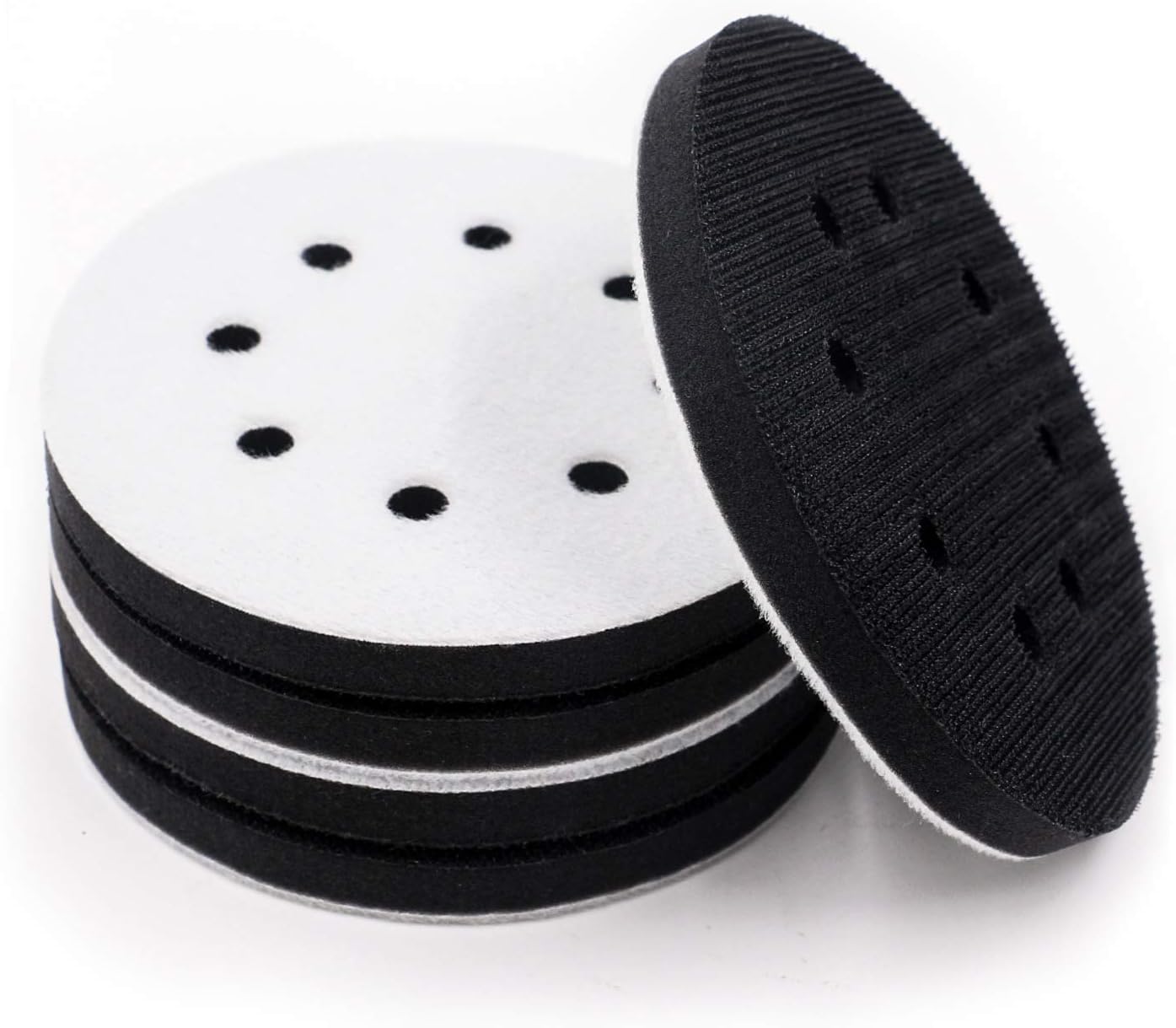 5 Pack 5 Inch 8 Holes Soft Density Interface Pads Hook and Loop 5" Sponge Cushion Buffer Backing Pad (Set of 5)