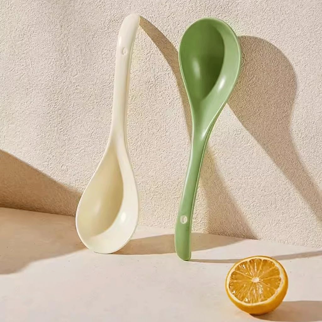 Spoons,soup spoons,Spoons for Cooking Kitchen Dinner Spoon Ceramic Large Spoon Household Long Handle Large Soup Spoon Kitchen Round Spoon Cooking Spoon Tableware Dinner Spoon Teaspoons
