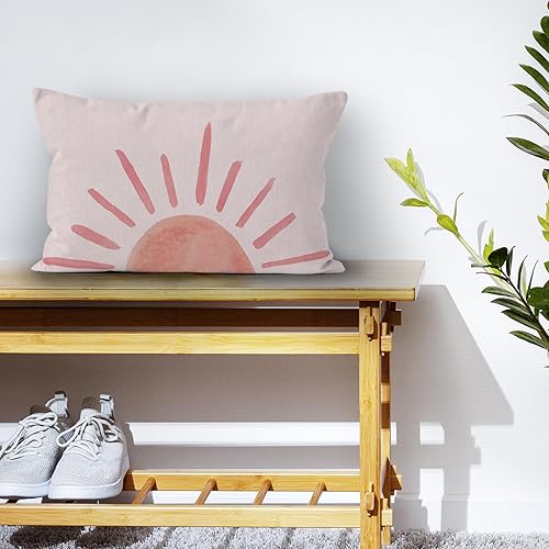 Miniatura 4 de Funda de almohada decorativa abstracta de estilo bohemio para sofá, cama, habitación, decoración bohemia de 12 x 20 pulgadas (rosa)