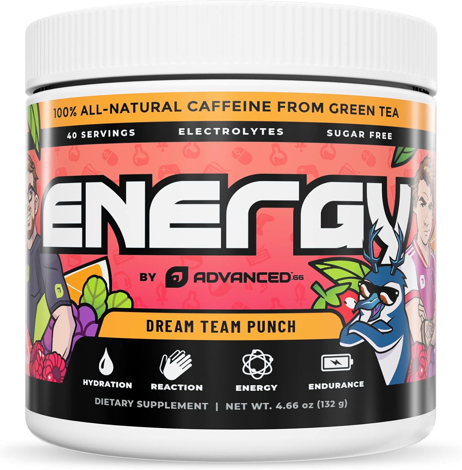 Advanced Energy Energy Boosting Formula with Electrolytes for Hydration - L-Theanine to Combat Jitters - Sugar Free & Keto Friendly - (40 Servings) (Dream Team Punch)