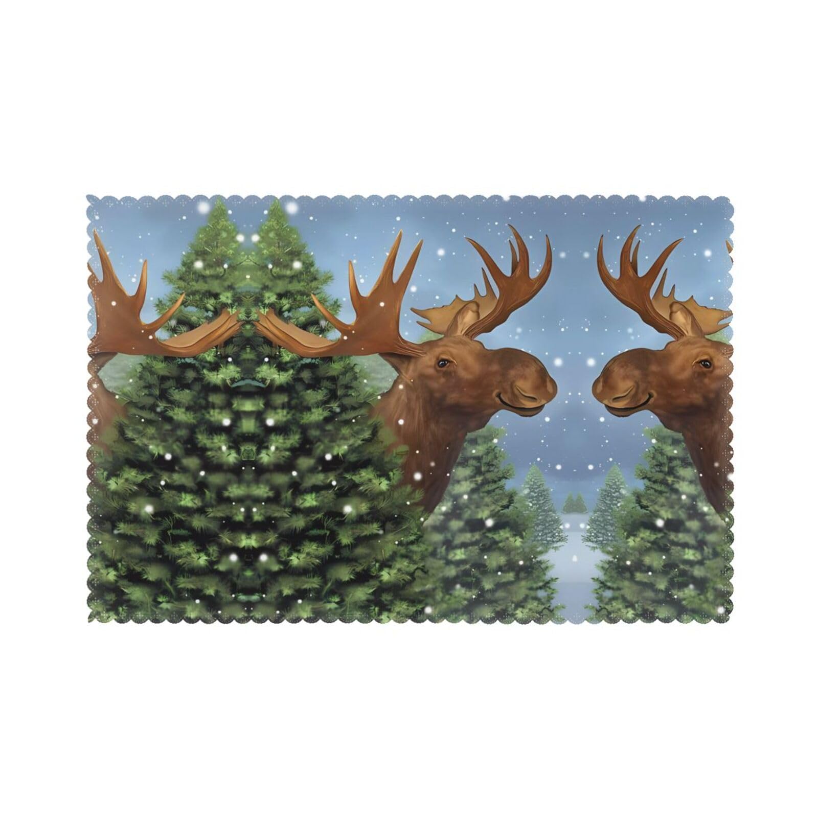 WHJSHOP Christmas Winter Deers Prints Placemats Set of 6 12x18in – Transform Your Table into a Cozy Haven for Memorable Meals