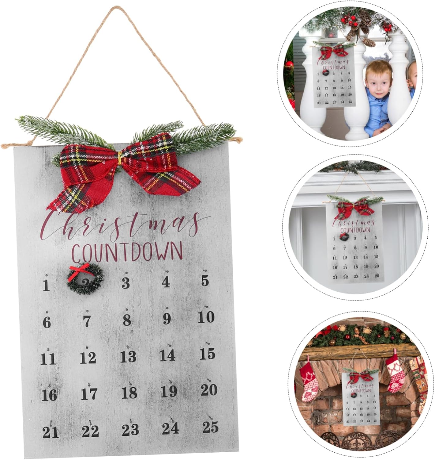 Calendar Rustic Wooden Wreath Decor for Interactive Advent Calendar for Management Festive Fun for Seasonal Decorations