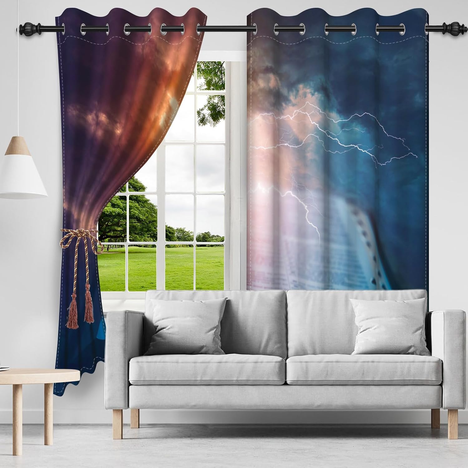 Holy Bible Crucifix Window Curtains Jesus Christ Bible Cross Blackout Curtain Drapes Heaven Holy Light Easter Christian Church Activities Window Treatments with Grommets,42x84 inch,2 Panels