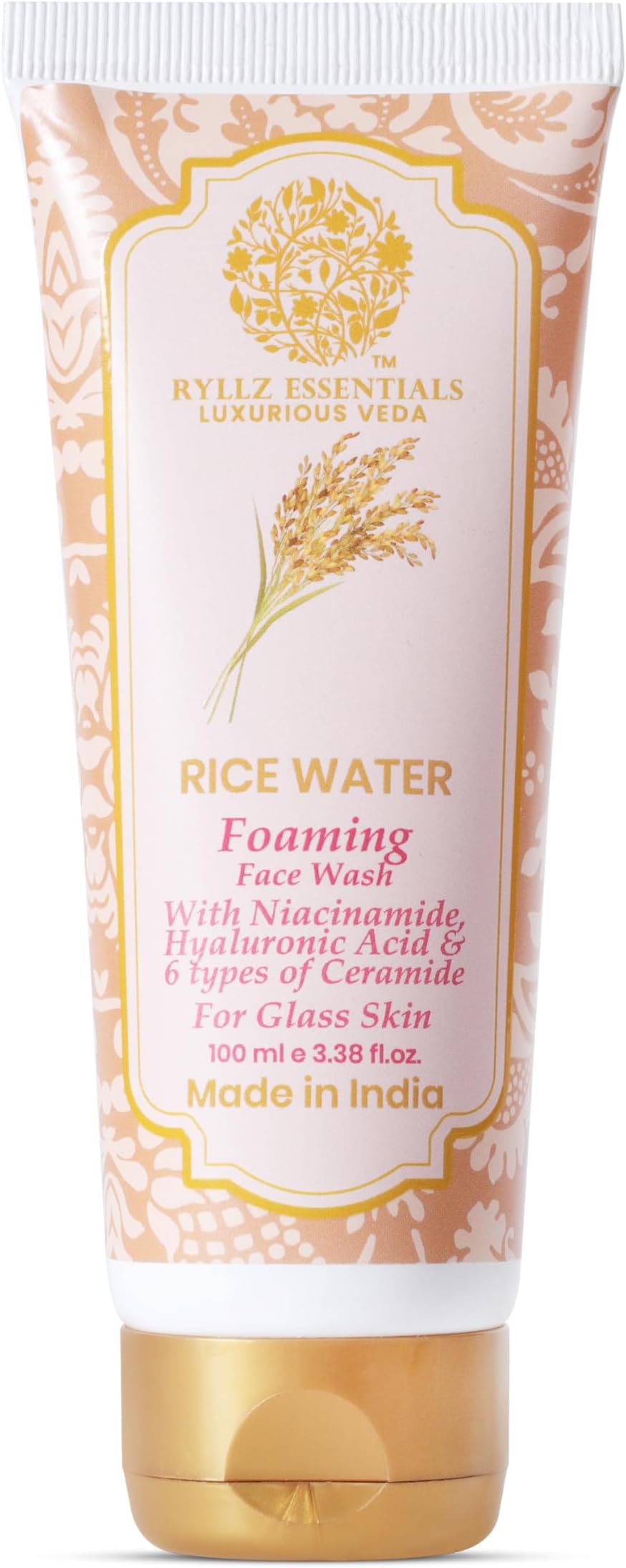RYLLZ ESSENTIALS Rice Water Face Wash | with 5% Niacinamide, 2% Hyaluronic Acid, Ceramide, Vitamin E & Moringa Oil | For Glass Skin, Dark Spots, Oil Control, Open Pores, Uneven & Dull | Japanese Rice
