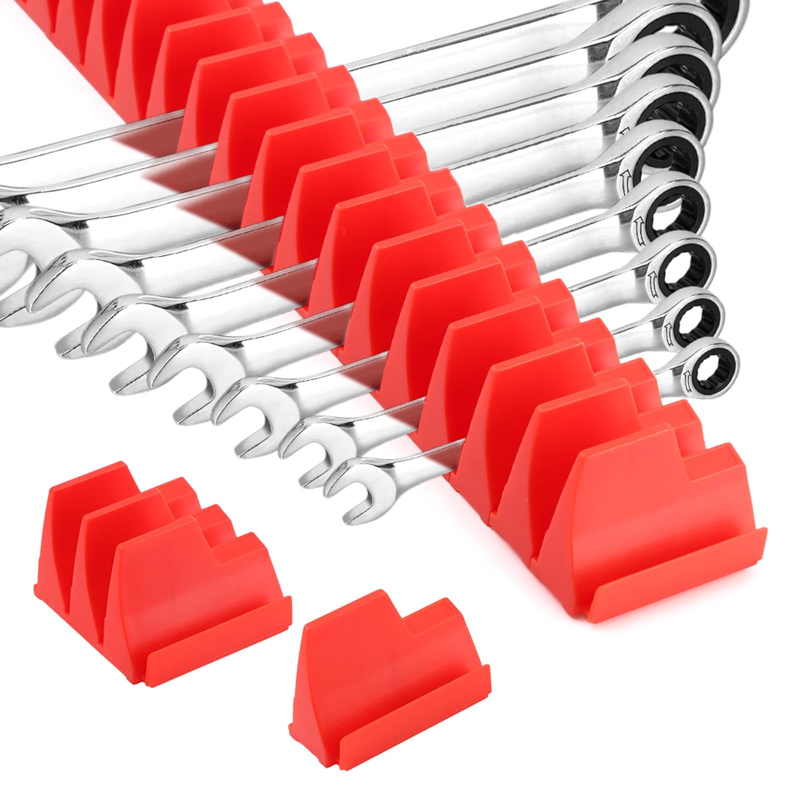 Zeshgon Red Wrench Organizer For 40 Wrenches, Improving Efficiency Magnetic Wrench Holder, Wall-Mounted Pliers Holder Tool Organizer For Tool Box Storage (Red)