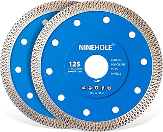 Lot de 2 Disque Diamant 125mm Extra Fin, Pour Carrelage et Grès Cérame, 10mm Segment Disques à Tronçonner Diamantés