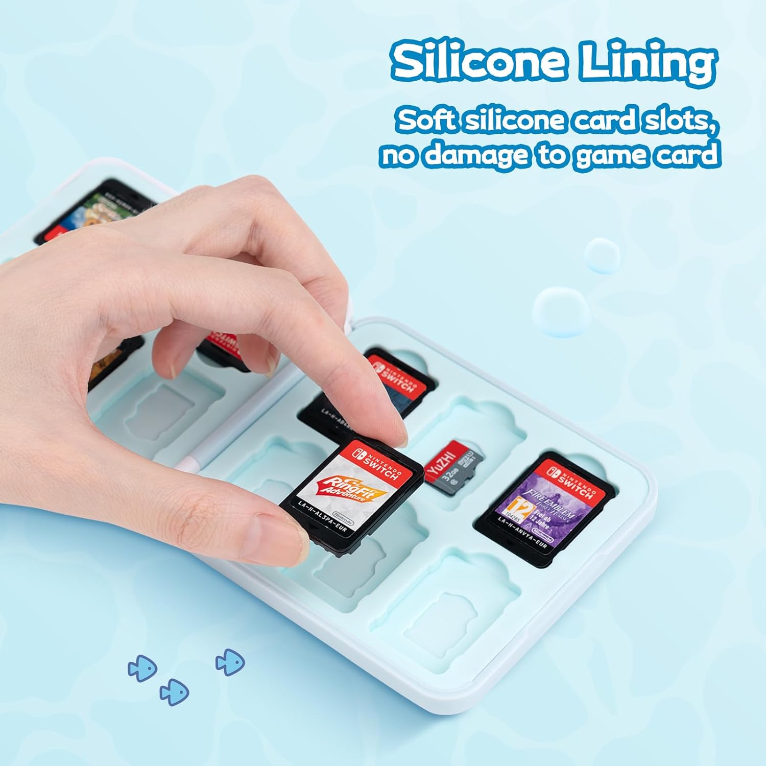 GeekShare Switch Game Card Case Compatible with Switch 2 (2025), Portable Game Holder Cartridge Case for NS 2, Card Storage Shell with 12 Game Card Slots - Shark Party - Image 4