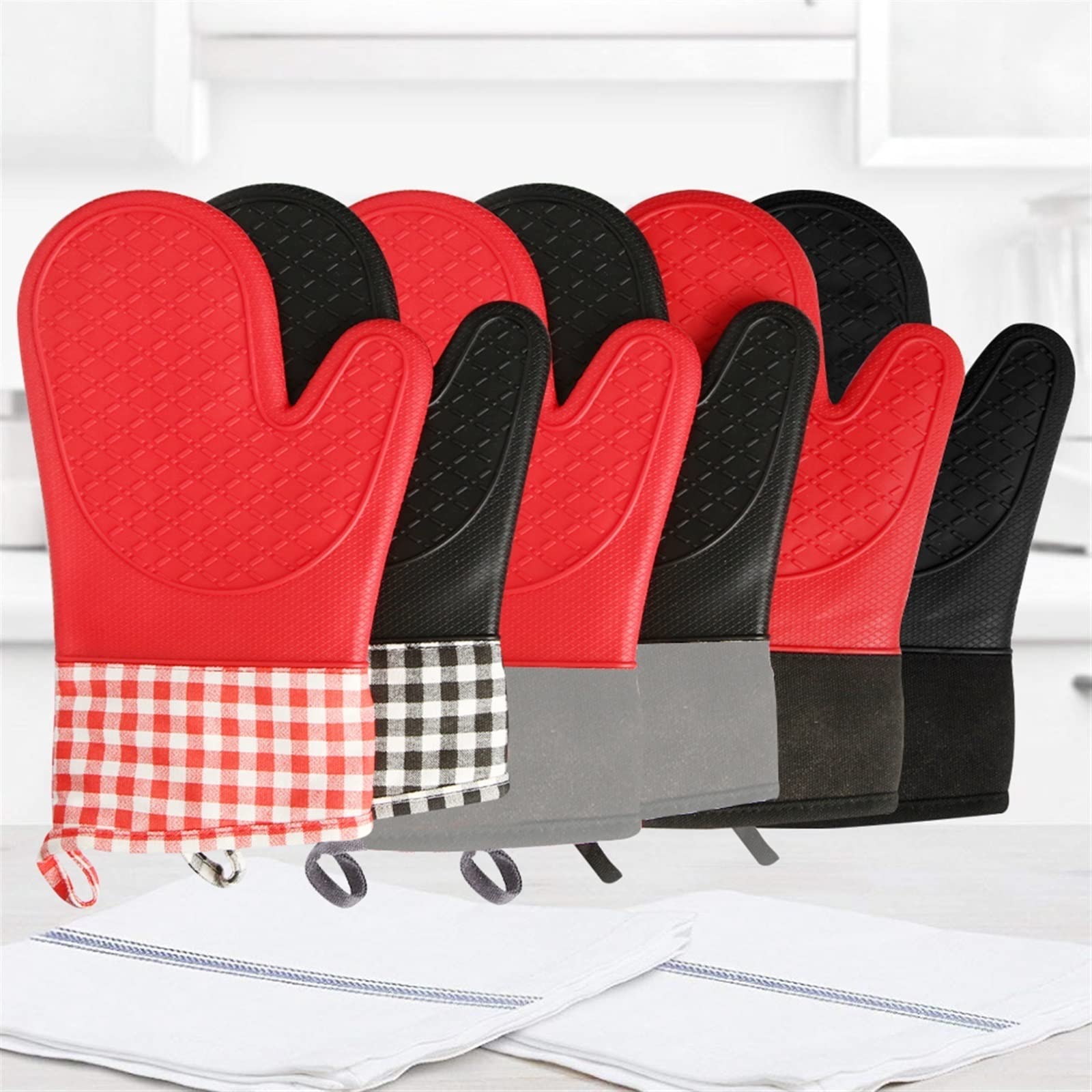 Gants en Silicone for Micro-Ondes, Gants de Barbecue, Gants de Cuisson au Four, Gants de Cuisson résistants à la Chaleur, Gants de Cuisine(1)