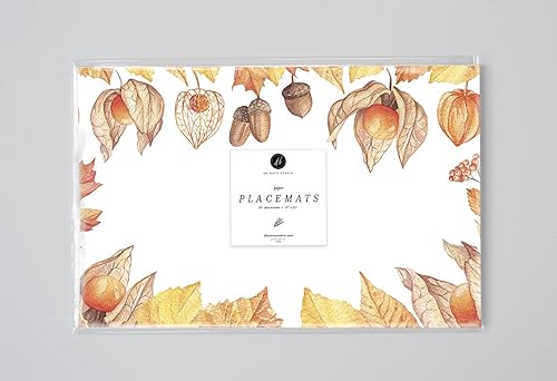 Miniatura 3 de DB Party Studio Autumn Season - Juego de 25 manteles individuales de papel, diseño clásico, diseño de otoño, hojas rústicas, para niños, Halloween,