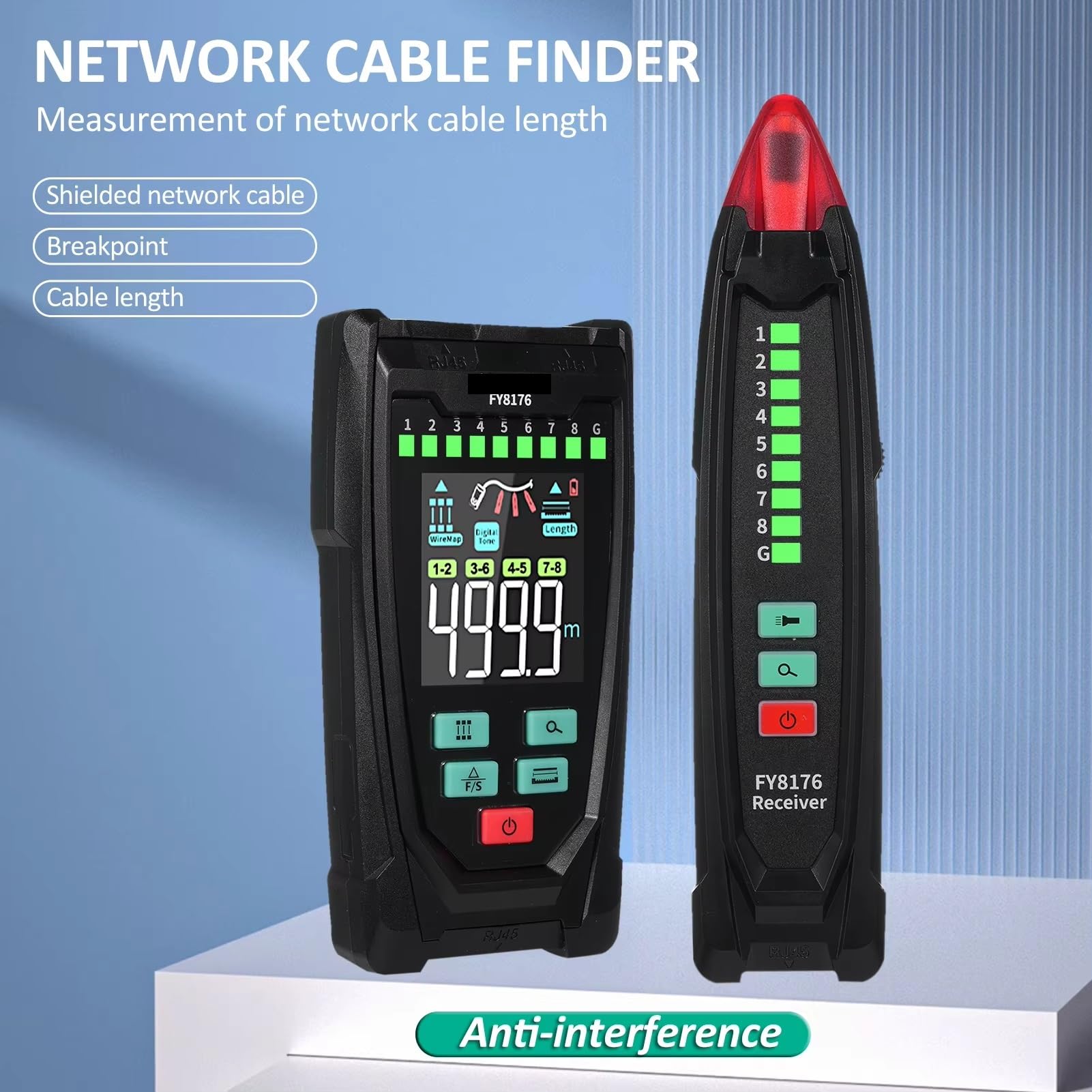 Tester per cavi di rete, Tester Per Cavi Di Rete, Localizzatore Digitale, PoE Regolabile, Localizzazione Distanza, Lunghezza,per cavo di rete
