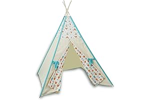 Foxes Turquoise White Taupe Turquoise Orange Arrows Kids Play Tent Tipi
