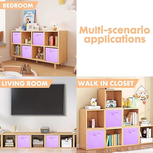 Miniatura 6 de ShellKingdom - Cubo de almacenamiento plegable de tela y organizador de almacenamiento de tela para armario, para ropa y juguetes, 6 unidades,